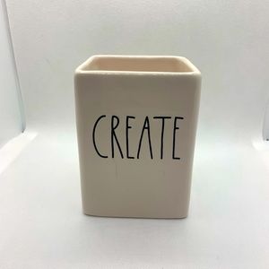 Rae Dunn - CREATE - Pencil Cup Holder / Makeup Brush Holder - 4.5” x 3.5” x 3.5”